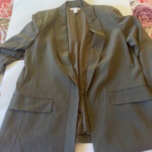 H&M Women's Dk Green Blazer Size 16 - Stylish Office Wear, Casual Chic Jacket